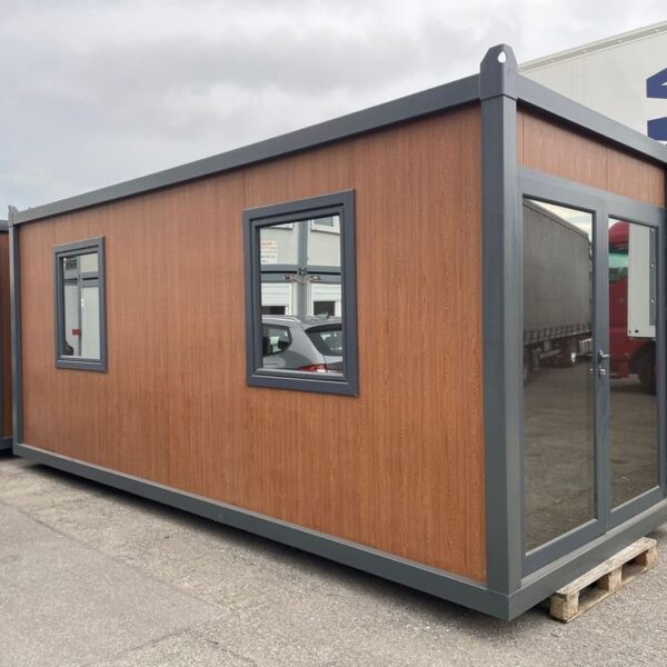 Container modifica per ufficioContainer Ufficio 6 Metri "Prestige" – Vetrate Specchiate e Doppia Porta (Design Moderno)