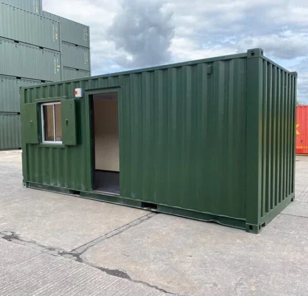 Container Ufficio 20 Piedi (6m) – Coibentato e Cablato con Serranda di Sicurezza (Pronto Uso)